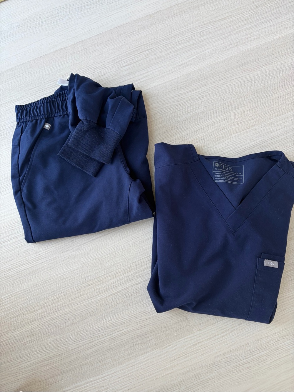 Figs Navy Blue Scrub Top and Pants Set